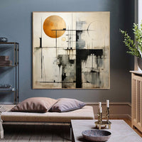 HKM-094739 Handmade Black-and-White Abstract Oil Painting Canvas for Modern Home Decor