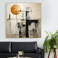 HKM-094739 Handmade Black-and-White Abstract Oil Painting Canvas for Modern Home Decor