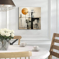 HKM-094739 Handmade Black-and-White Abstract Oil Painting Canvas for Modern Home Decor