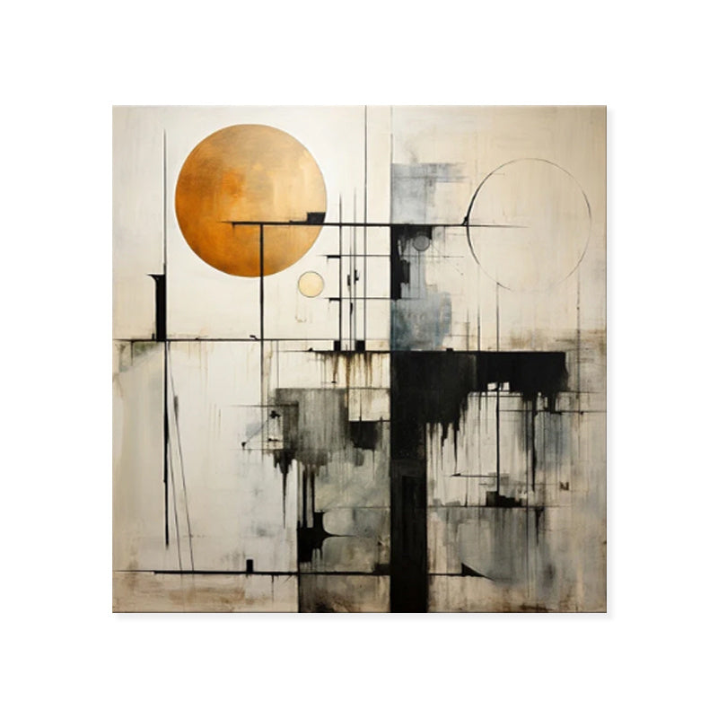 HKM-094739 Handmade Black-and-White Abstract Oil Painting Canvas for Modern Home Decor