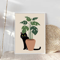 HKM-094803 Cute Cartoon Cat Canvas Wall Art - Modern Decorative Painting in Frameless Rectangular Design