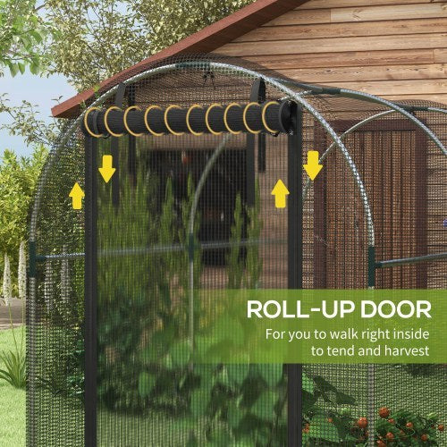 HKM-094803 Galvanized Steel Fruit Cage with Zipped Door - Plant Protection Tent, 1.2x2.4x1.9m, Black