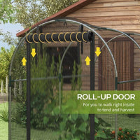 HKM-094803 Galvanized Steel Fruit Cage with Zipped Door - Plant Protection Tent, 1.2x2.4x1.9m, Black