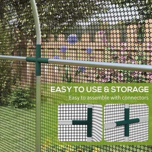 HKM-094803 Galvanized Steel Fruit Cage with Zipped Door - Plant Protection Tent, 1.2x2.4x1.9m, Black