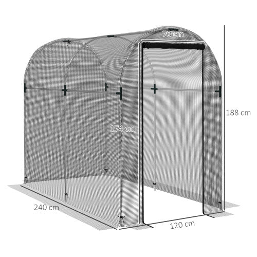 HKM-094803 Galvanized Steel Fruit Cage with Zipped Door - Plant Protection Tent, 1.2x2.4x1.9m, Black