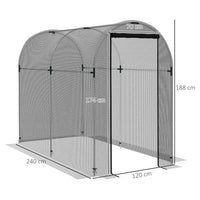 HKM-094803 Galvanized Steel Fruit Cage with Zipped Door - Plant Protection Tent, 1.2x2.4x1.9m, Black