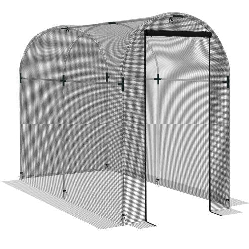 HKM-094803 Galvanized Steel Fruit Cage with Zipped Door - Plant Protection Tent, 1.2x2.4x1.9m, Black