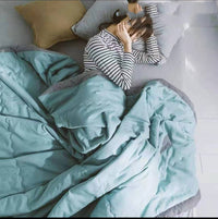 HKM-094803 Washed Cotton Houndstooth Summer Quilt, Lightweight Air Conditioning Blanket, 200x230cm