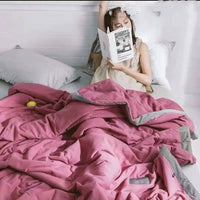HKM-094803 Washed Cotton Houndstooth Summer Quilt, Lightweight Air Conditioning Blanket, 200x230cm