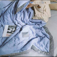 HKM-094803 Washed Cotton Houndstooth Summer Quilt, Lightweight Air Conditioning Blanket, 200x230cm