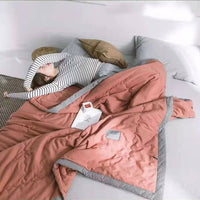 HKM-094803 Washed Cotton Houndstooth Summer Quilt, Lightweight Air Conditioning Blanket, 200x230cm