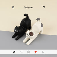 HKM-094867 Cat-Shaped Multifunctional Phone Holder for Desks and Cars, Resin Material, Compatible with Most Smartphones and Tablets