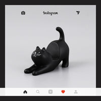 HKM-094867 Cat-Shaped Multifunctional Phone Holder for Desks and Cars, Resin Material, Compatible with Most Smartphones and Tablets