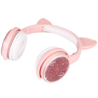 HKM-094867 Wired Women’s Headphones in Pink, White, Blue, and Black - Stylish and Comfortable Head-Mounted Design