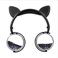 HKM-094867 Wired Women’s Headphones in Pink, White, Blue, and Black - Stylish and Comfortable Head-Mounted Design