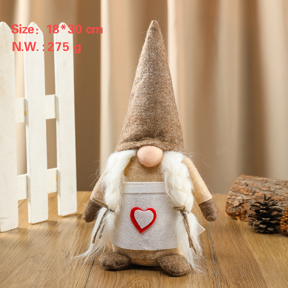 HKM-094931 Three-Dimensional Modern Art Christmas Goblin Doll Decoration in Love Chef Color