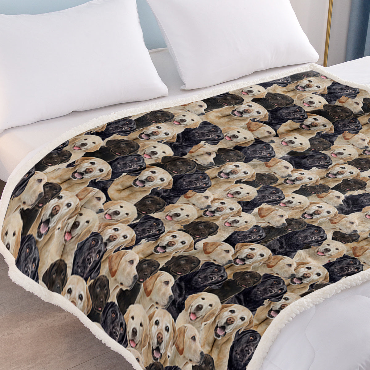 HKM-095123 Labrador Retriever Sherpa Fleece Blanket - Soft, Warm, and Durable Throw for Home and Travel
