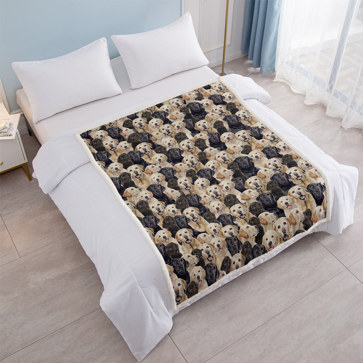 HKM-095123 Labrador Retriever Sherpa Fleece Blanket - Soft, Warm, and Durable Throw for Home and Travel