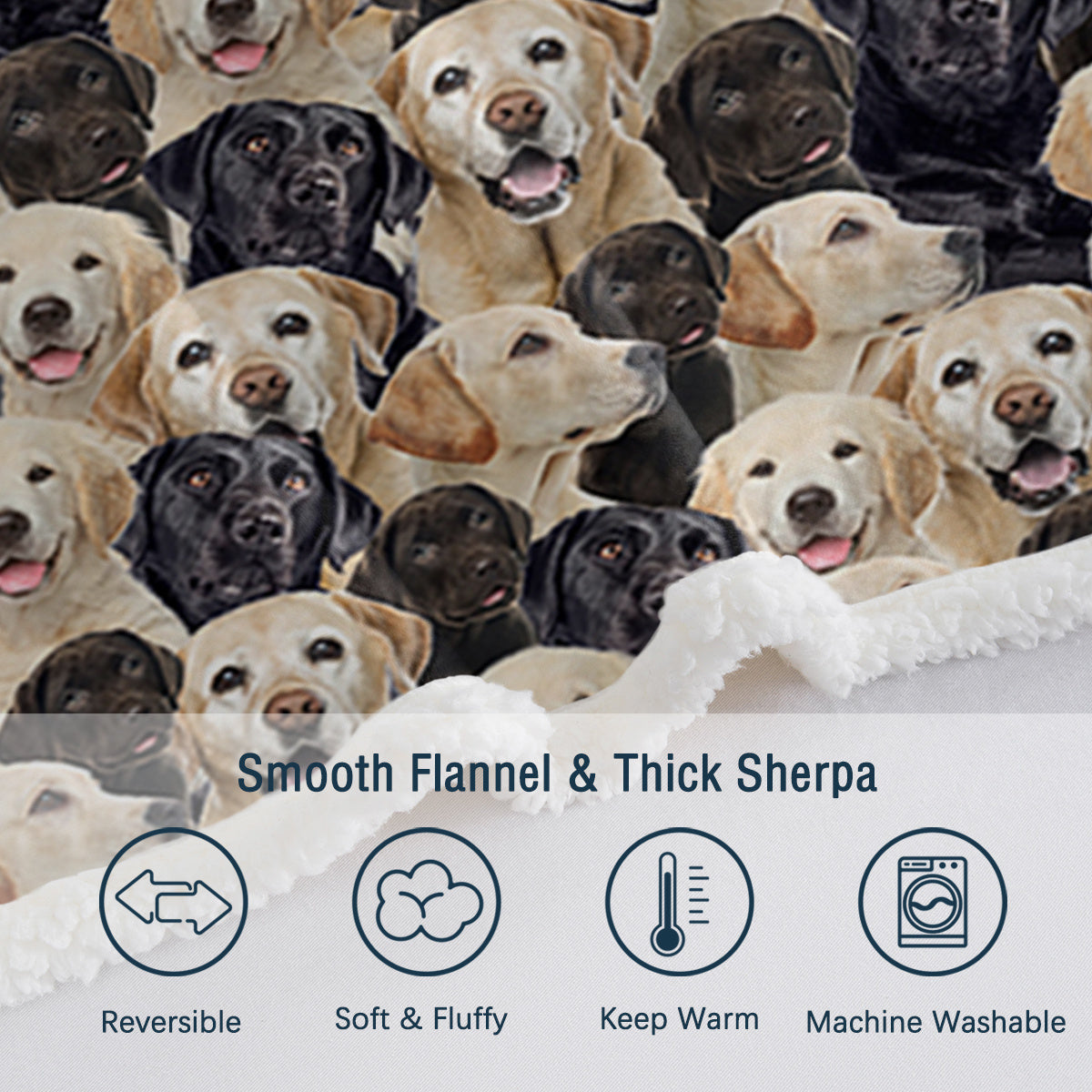 HKM-095123 Labrador Retriever Sherpa Fleece Blanket - Soft, Warm, and Durable Throw for Home and Travel