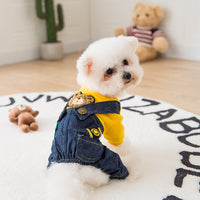 HKM-095251 Cute and Cozy Four-Legged Pet Clothes for Dogs and Cats - Soft Cotton Terry with Denim Pants