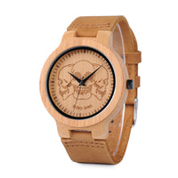 HKM-095315 Elegant European Style Bamboo Watch with Mineral Glass and Wooden Strap