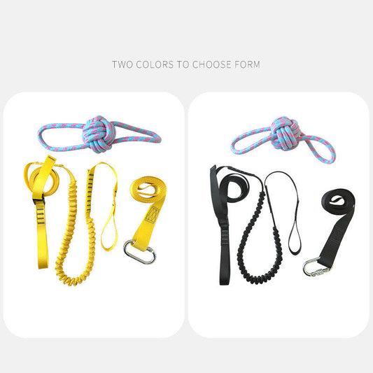 HKM-095443 Pet Training Belt Set - Durable Polyester Dog Training Rope Toy in Black