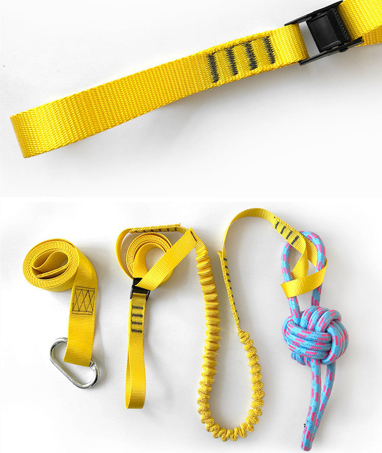 HKM-095443 Pet Training Belt Set - Durable Polyester Dog Training Rope Toy in Black