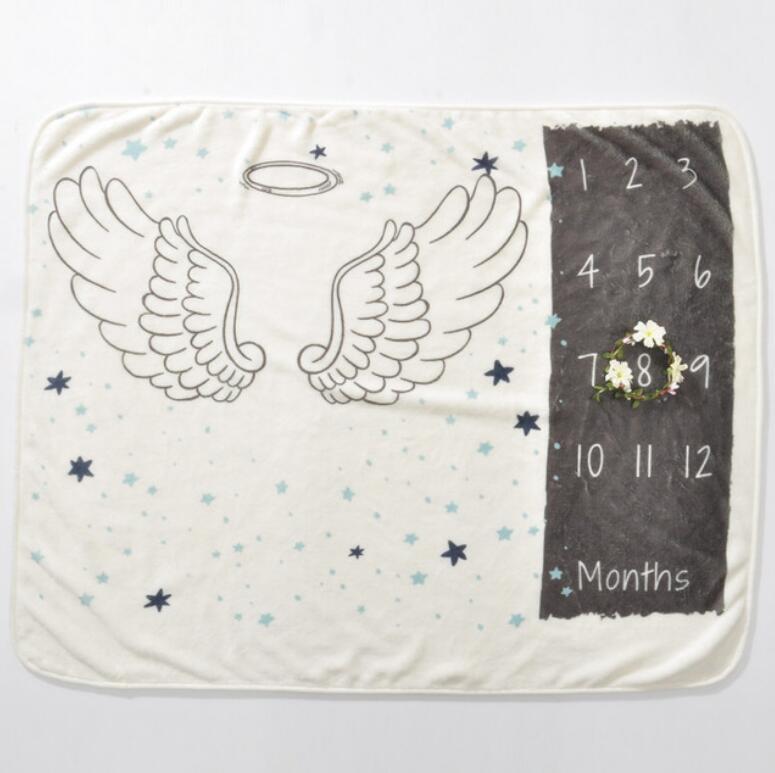 HKM-095635 Baby Milestone Blanket for Monthly Growth Photography - Soft Fleece Photo Prop 76x102cm