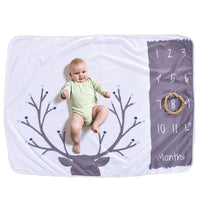 HKM-095635 Baby Milestone Blanket for Monthly Growth Photography - Soft Fleece Photo Prop 76x102cm