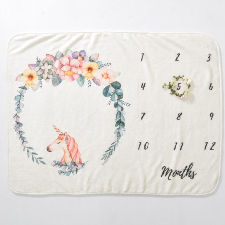 HKM-095635 Baby Milestone Blanket for Monthly Growth Photography - Soft Fleece Photo Prop 76x102cm