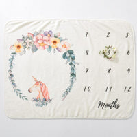 HKM-095635 Baby Milestone Blanket for Monthly Growth Photography - Soft Fleece Photo Prop 76x102cm