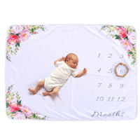 HKM-095635 Baby Milestone Blanket for Monthly Growth Photography - Soft Fleece Photo Prop 76x102cm