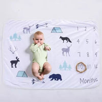 HKM-095635 Baby Milestone Blanket for Monthly Growth Photography - Soft Fleece Photo Prop 76x102cm