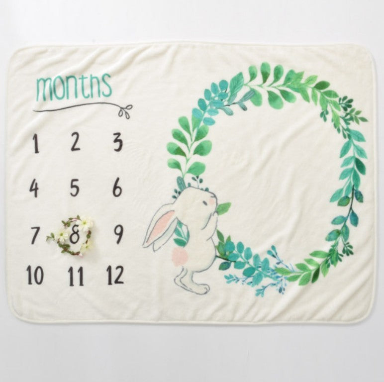 HKM-095635 Baby Milestone Blanket for Monthly Growth Photography - Soft Fleece Photo Prop 76x102cm