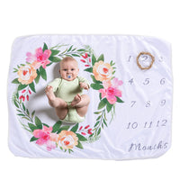 HKM-095635 Baby Milestone Blanket for Monthly Growth Photography - Soft Fleece Photo Prop 76x102cm