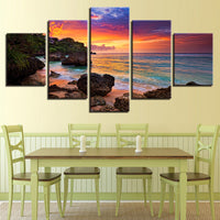 HKM-095635 Sunset Scenery Oil Painting Set - Spray-painted Wall Art for Home and Commercial Spaces