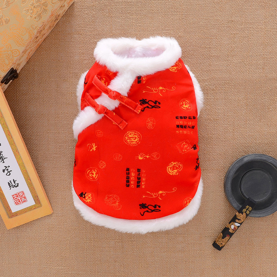 HKM-095635 Winter Thickened Warm Dog Tang Suit in Lucky Deer & Dragon Phoenix Designs - Multiple Sizes Available