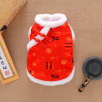 HKM-095635 Winter Thickened Warm Dog Tang Suit in Lucky Deer & Dragon Phoenix Designs - Multiple Sizes Available