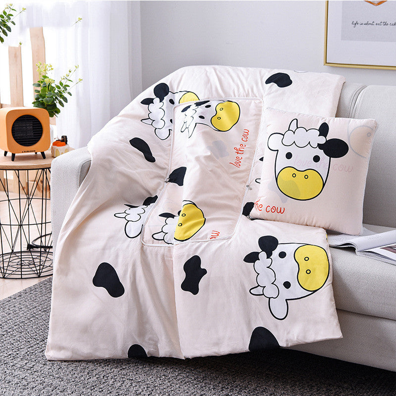 HKM-095763 Multifunctional Aloe Cotton Air-Conditioning Quilt Pillow for Home, Office, Sofa, and Car