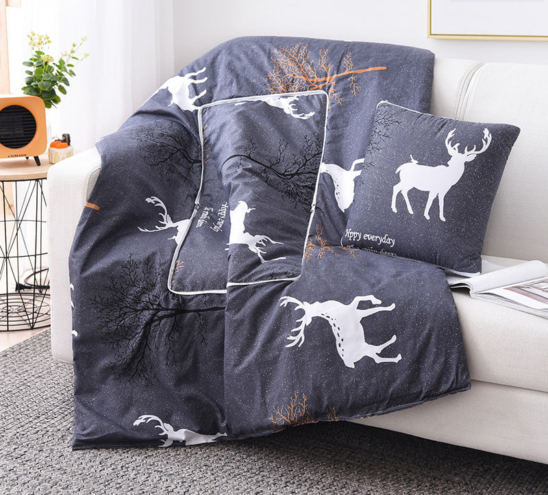HKM-095763 Multifunctional Aloe Cotton Air-Conditioning Quilt Pillow for Home, Office, Sofa, and Car