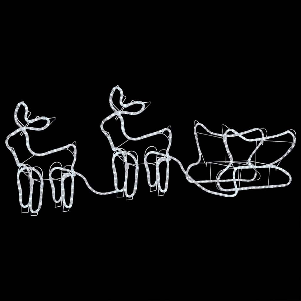 HKM-095763 Outdoor Illuminated Reindeer and Sleigh Decoration with 576 LED Lights - Waterproof Christmas Display