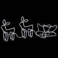 HKM-095763 Outdoor Illuminated Reindeer and Sleigh Decoration with 576 LED Lights - Waterproof Christmas Display