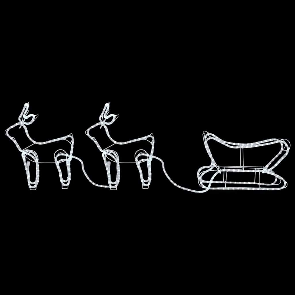 HKM-095763 Outdoor Illuminated Reindeer and Sleigh Decoration with 576 LED Lights - Waterproof Christmas Display