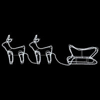 HKM-095763 Outdoor Illuminated Reindeer and Sleigh Decoration with 576 LED Lights - Waterproof Christmas Display
