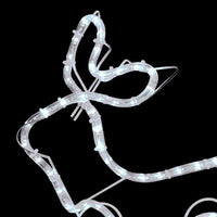 HKM-095763 Outdoor Illuminated Reindeer and Sleigh Decoration with 576 LED Lights - Waterproof Christmas Display