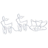 HKM-095763 Outdoor Illuminated Reindeer and Sleigh Decoration with 576 LED Lights - Waterproof Christmas Display