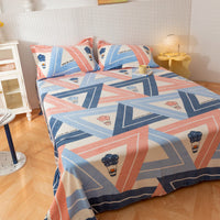 HKM-095955 Printed Polyester Bed Sheet with Cute Animal and Geometric Designs