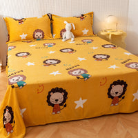 HKM-095955 Printed Polyester Bed Sheet with Cute Animal and Geometric Designs