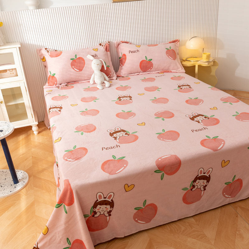 HKM-095955 Printed Polyester Bed Sheet with Cute Animal and Geometric Designs