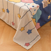 HKM-095955 Printed Polyester Bed Sheet with Cute Animal and Geometric Designs